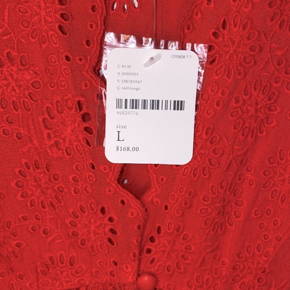 Free People Red Eyelet Sleeveless Button Front Dress - Picture 9 of 9